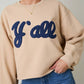 CREW NECK "Y'ALL" FLOCKED SWEATSHIRT