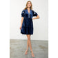Embroidered Detail Sleeve Velvet Dress