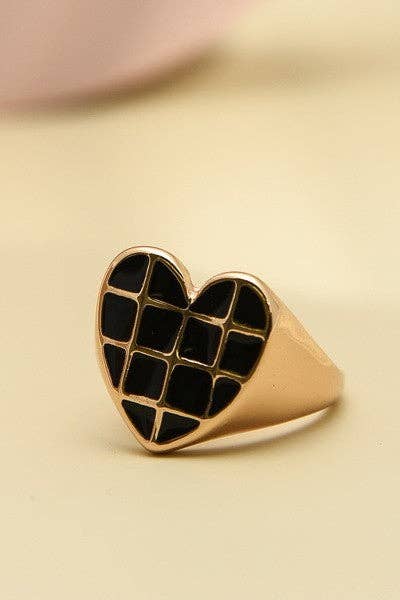 Checkered Heart Ring