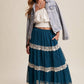 Fall for Me Tiered Lace-Trim Maxi Skirt