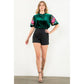 Velvet Embroidered Detail Puff Sleeve Top