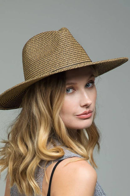 Duo-Tone Panama Hat with Wood Beads