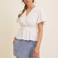 BUTTON-DOWN COTTON EYELET BLOUSE WITH SMOCKED BACK