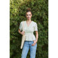 BUTTON-DOWN COTTON EYELET BLOUSE WITH SMOCKED BACK