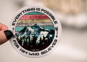 Everything Is Possible Christian Vinyl Sticker, 3x3 in