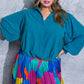 SALE PLUS SIZE Teal Solid Woven Top