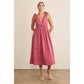 Raspberry Sorbet Shoulder Tie Midi Dress