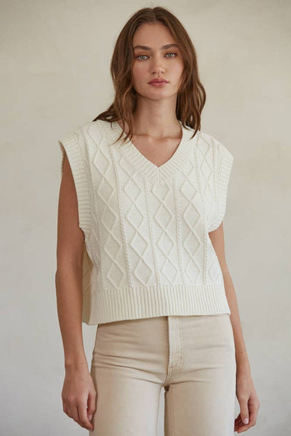 SALE Cable Knit Sweater Vest Top