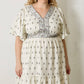 PLUS Border Print Knee Length Dress