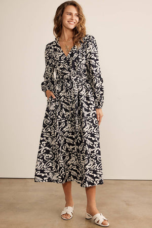 Printed Cross Tie Midi Dress