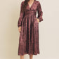 SALE SHINY NIGHTTIME METALLIC PLUNGE NECK MIDI DRESS