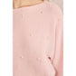 Pearl Embellished Pink Boatneck Sweater