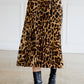 Leopard Print Pleated Midi Skirt