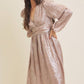 SALE SHINY NIGHTTIME METALLIC PLUNGE NECK MIDI DRESS