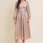 SALE SHINY NIGHTTIME METALLIC PLUNGE NECK MIDI DRESS