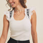 SALE Embroidered Flutter Sleeve Top