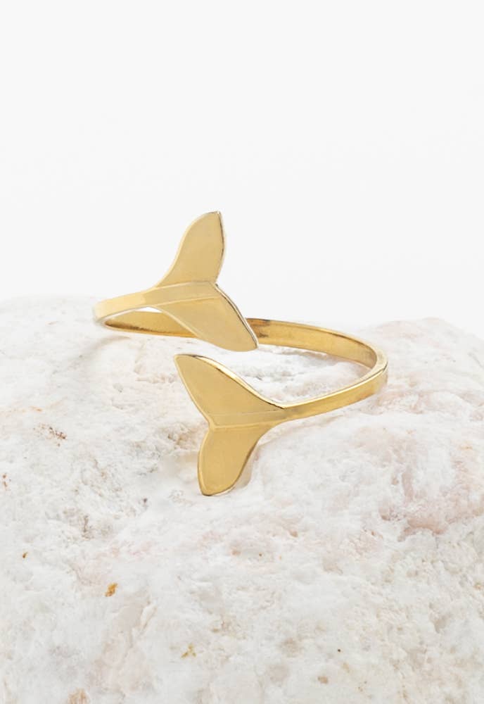 Whale Tale Wrap Ring Gold Plated