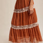 Fall for Me Tiered Lace-Trim Maxi Skirt