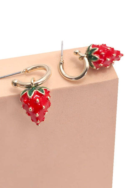 Strawberry Mini Hoop Earrings