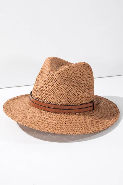 Panama Hat with Faux Leather Band Accent