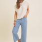 Light Blue Linen Blend Crop Pant