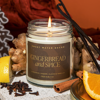 Gingerbread and Spice 9 oz Soy Candle (Gold Foil)- Christmas