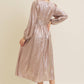 SALE SHINY NIGHTTIME METALLIC PLUNGE NECK MIDI DRESS