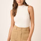 Rib Knit Edge Detail Sleeveless Top
