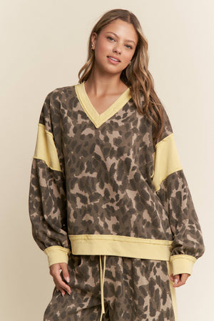 Leopard Print Patchwork Sweater Top