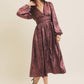 SALE SHINY NIGHTTIME METALLIC PLUNGE NECK MIDI DRESS