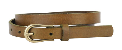 Everyday Skinny Brass Buckle Leather Belt