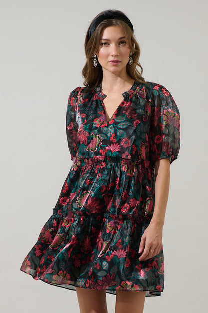 Briala Organza Islen Tiered Mini Dress