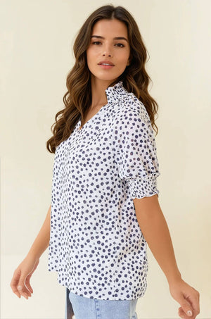 On The Dot Short Sleeve Blouse