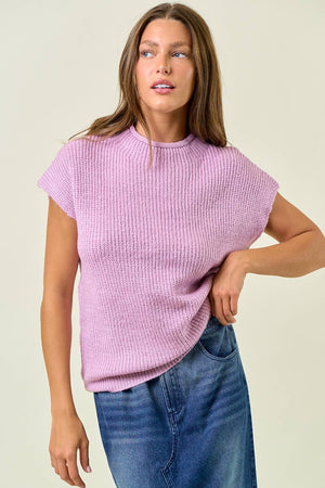 Lilac Drop Shoulder Mock Neck Sweater Top