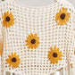 Boat Neck Fishnet SunFlower Top with Fringe detail