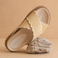 The Fabby | Beige Double Strap Raffia Slide