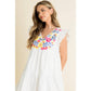 Poplin Tiered Embroidered Dress