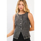 Boat Neck Fitted Denim Vest