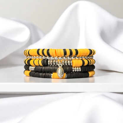 Black and Gold Game Day Bracelet Stack