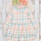 Peachy Mint Plaid Ruffle Dress