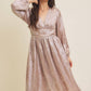 SALE SHINY NIGHTTIME METALLIC PLUNGE NECK MIDI DRESS