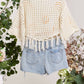 Boat Neck Fishnet SunFlower Top with Fringe detail