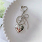 Silver Heart and Bow Bag Charm