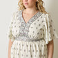 PLUS Border Print Knee Length Dress
