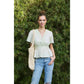 BUTTON-DOWN COTTON EYELET BLOUSE WITH SMOCKED BACK