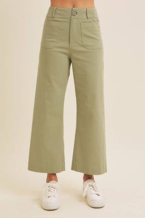 Light Blue Linen Blend Crop Pant