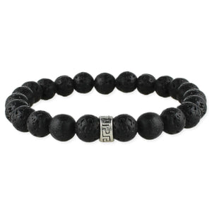 Black Lava Bead Unisex Stretch Bracelet