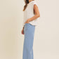 Light Blue Linen Blend Crop Pant