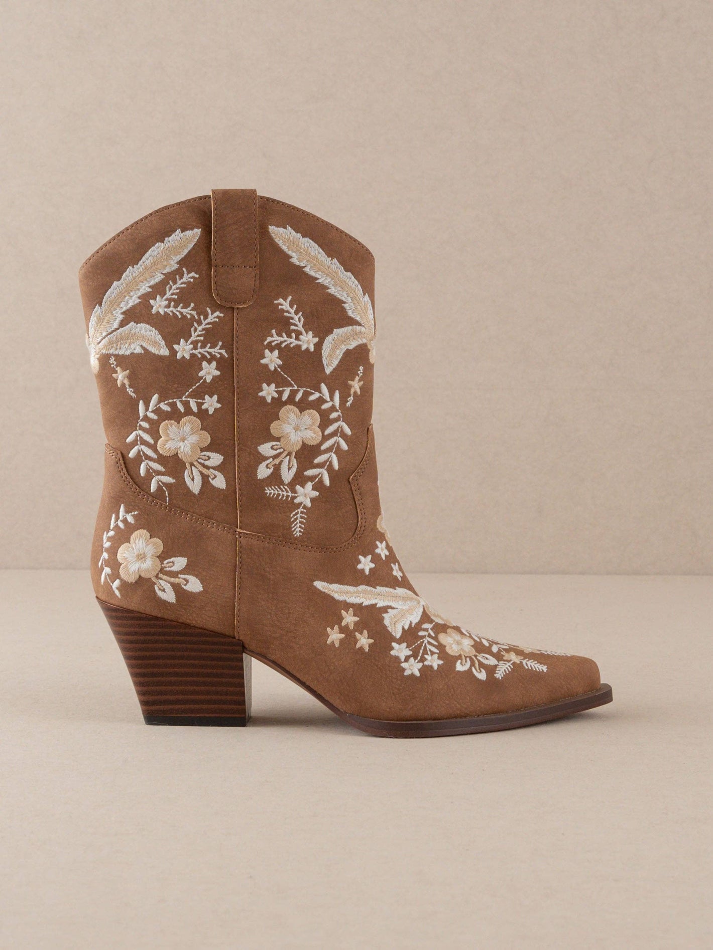 SALE The Bailey | Cocoa Embroidered Cowboy Bootie