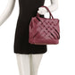 Woven detailed top handle small tote bag